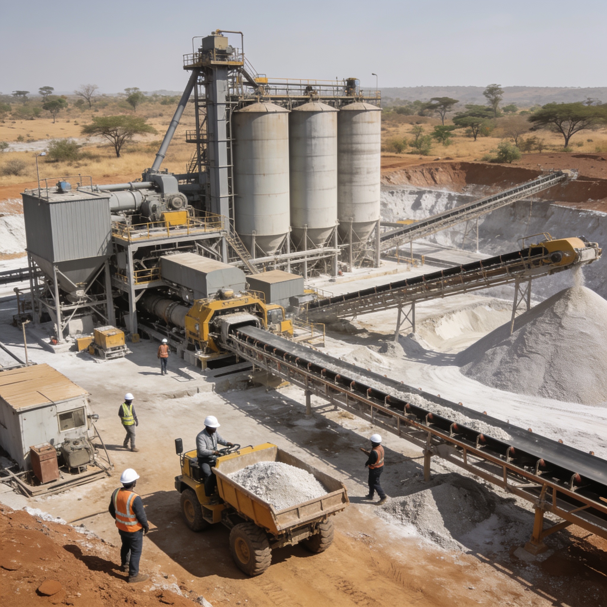 Create an editorial news illustration for an article about 'Relance du plus grand gisement de potasse du Congo : production commerciale attendue en 2027'. The specific country is CG (CG); make visual cues accurate to this exact country and avoid flag